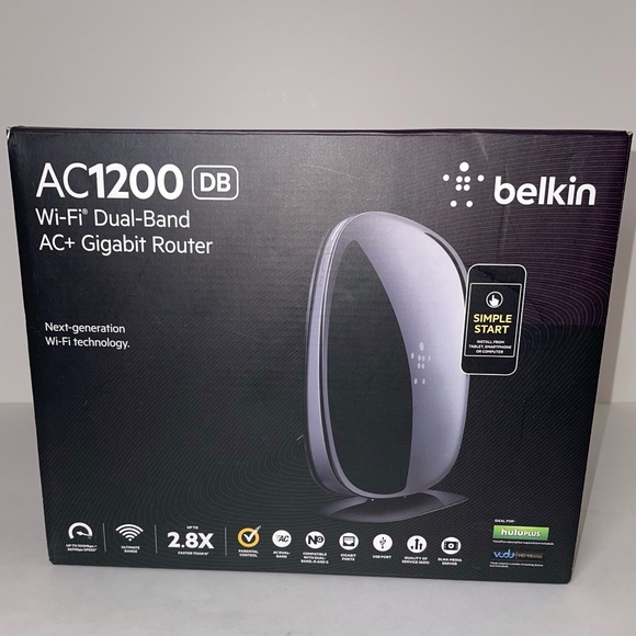 Pre-Owned Belkin AC1200 DB Wi-Fi Dual Band AC+ Gigabit Wireless Router AS-IS - Picture 1 of 6